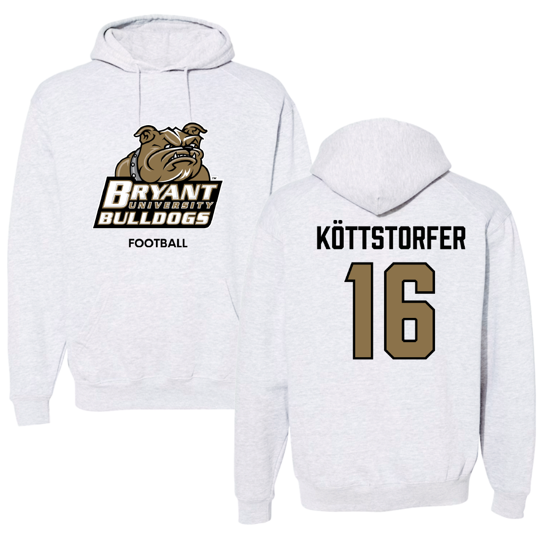 Bryant University Football Light Gray Hoodie - #16 Lukas Köttstorfer