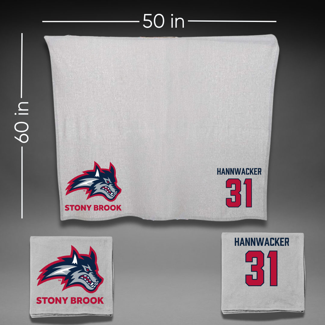 Stony Brook University Soccer Gray Blanket - #31 Sammy Hannwacker