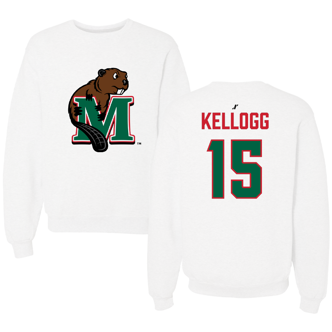 Minot State University Softball White Crewneck - #15 Paige Kellogg