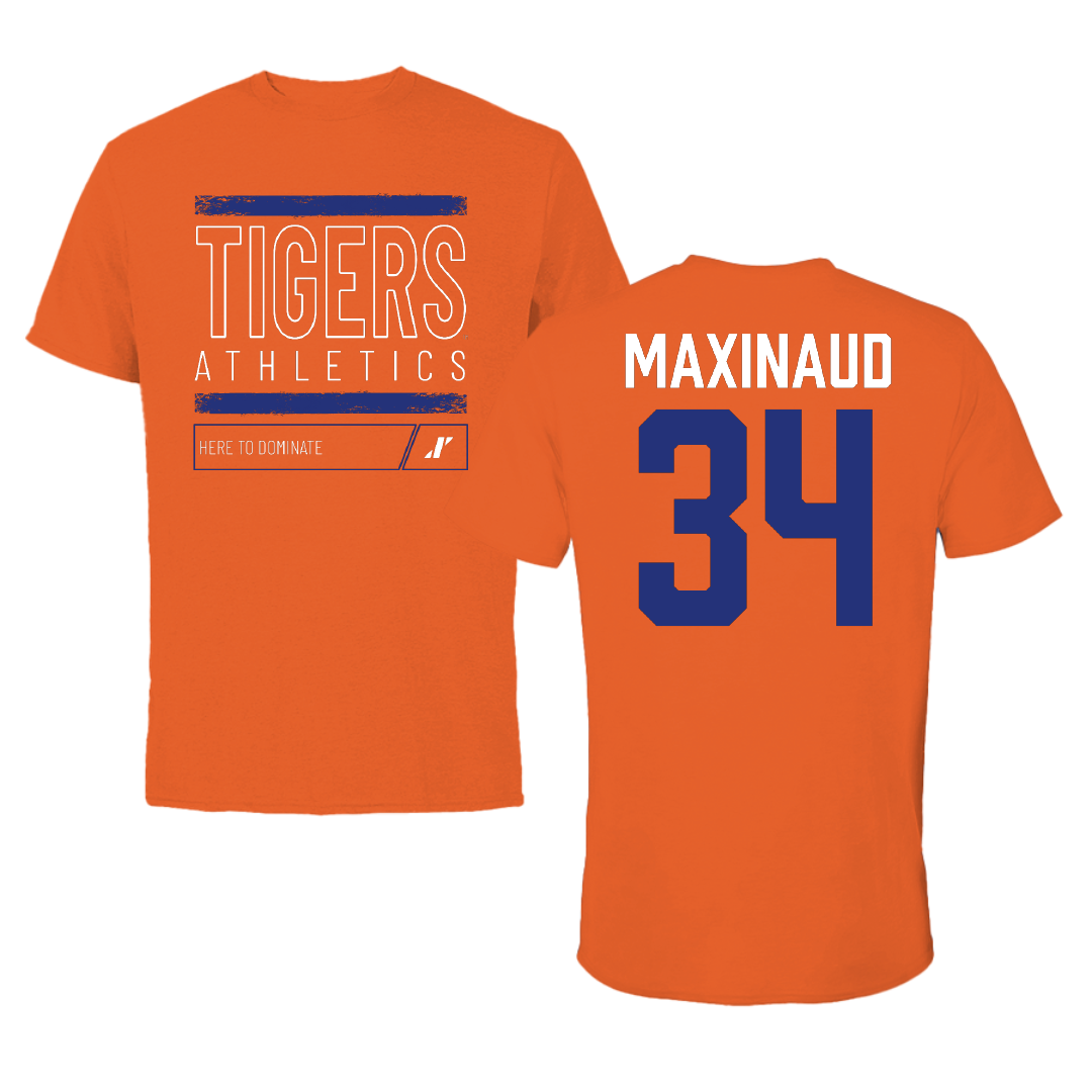 Savannah State University Basketball Orange Dominate Performance Tee - #34 Jerry Maxinaud