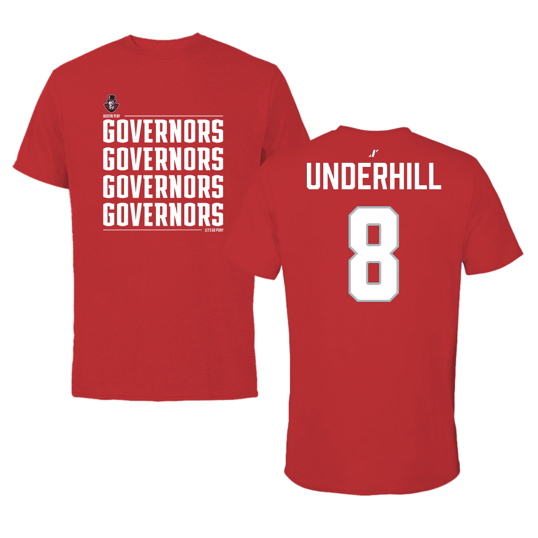 Austin Peay State University Baseball Red General Tee - #8 Elijah Underhill