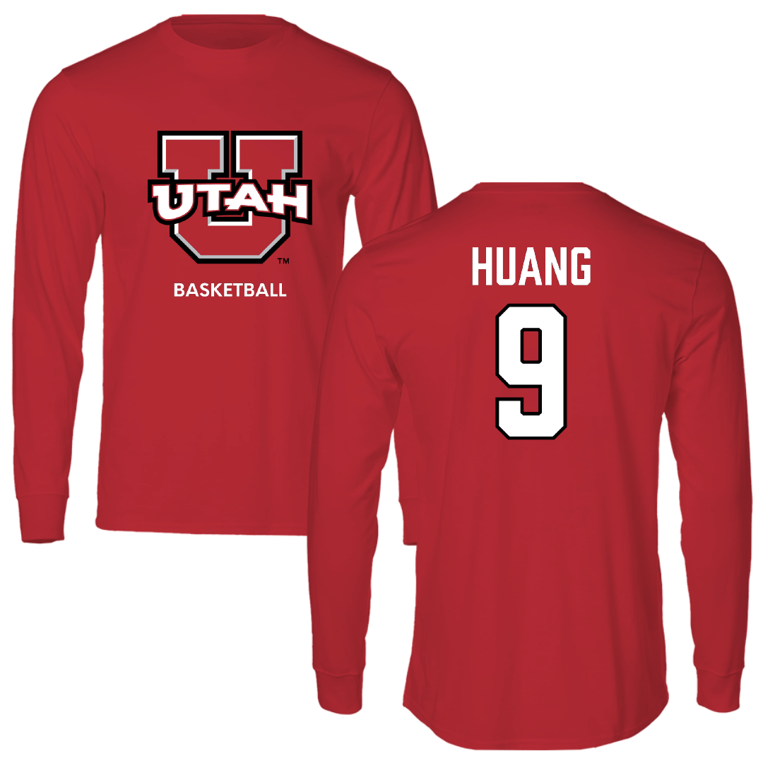 University of Utah Basketball (M) Red Utes Performance Long Sleeve - #9 Jerry Huang