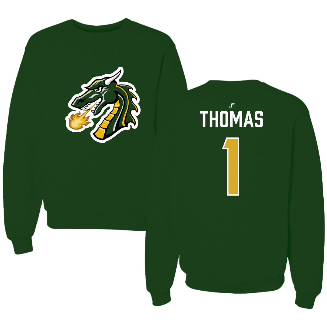Tiffin University Basketball (M) Forest Green Crewneck - #1 Brandon Thomas