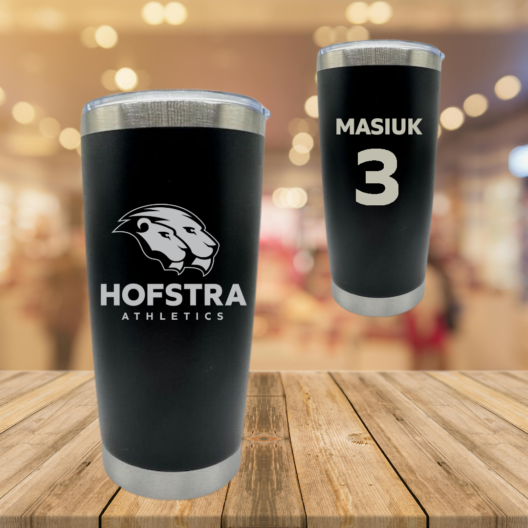 Hofstra University Baseball Black Stainless Steel Tumbler - #3 Luke Masiuk