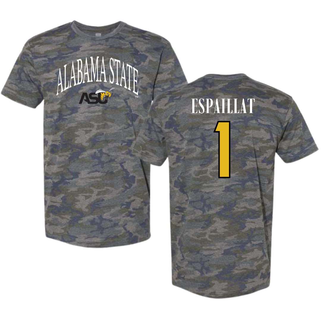 Alabama State University Baseball Vintage Camo Tee - #1 Alex Espaillat