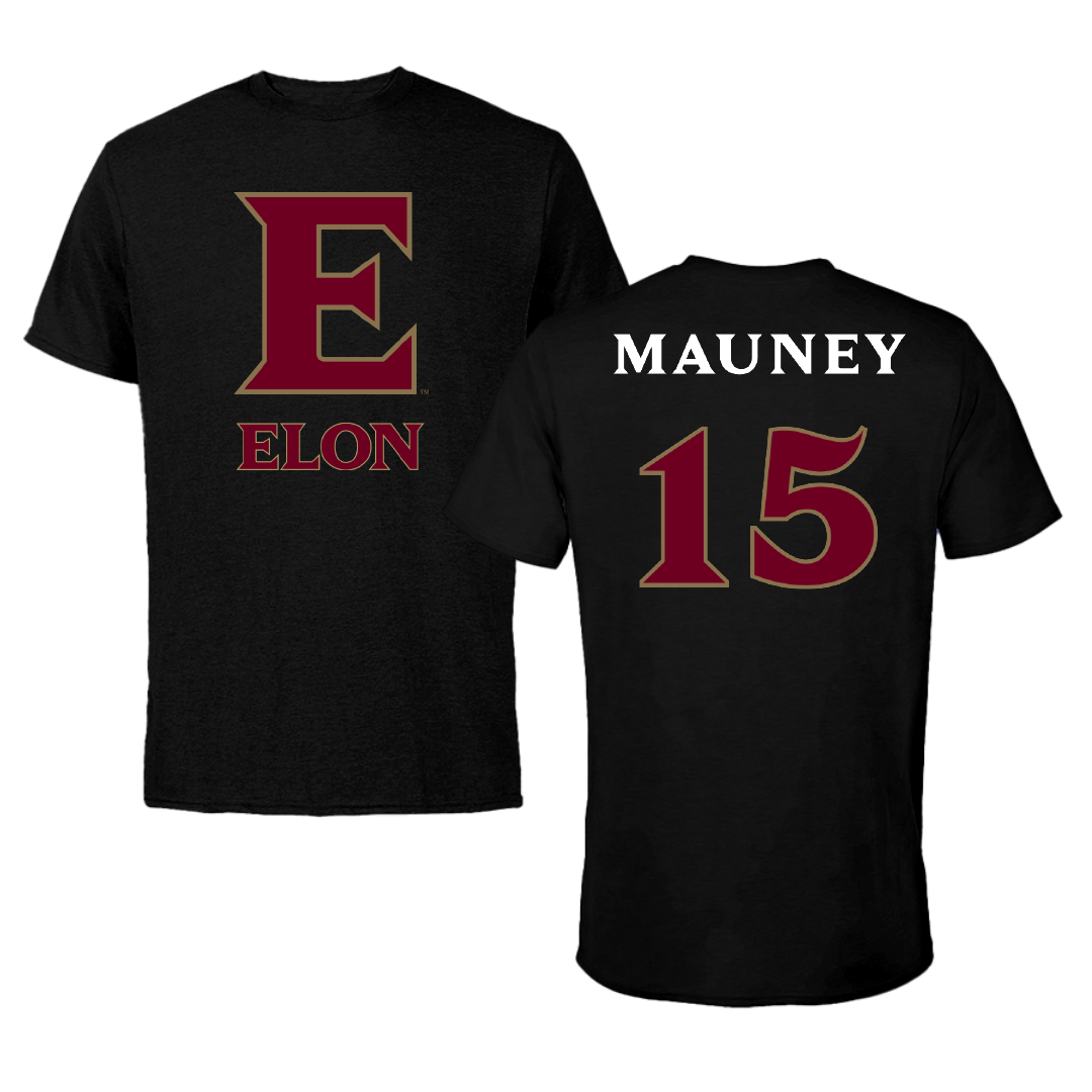 Elon University Football Black Tee - #15 Marcus Mauney