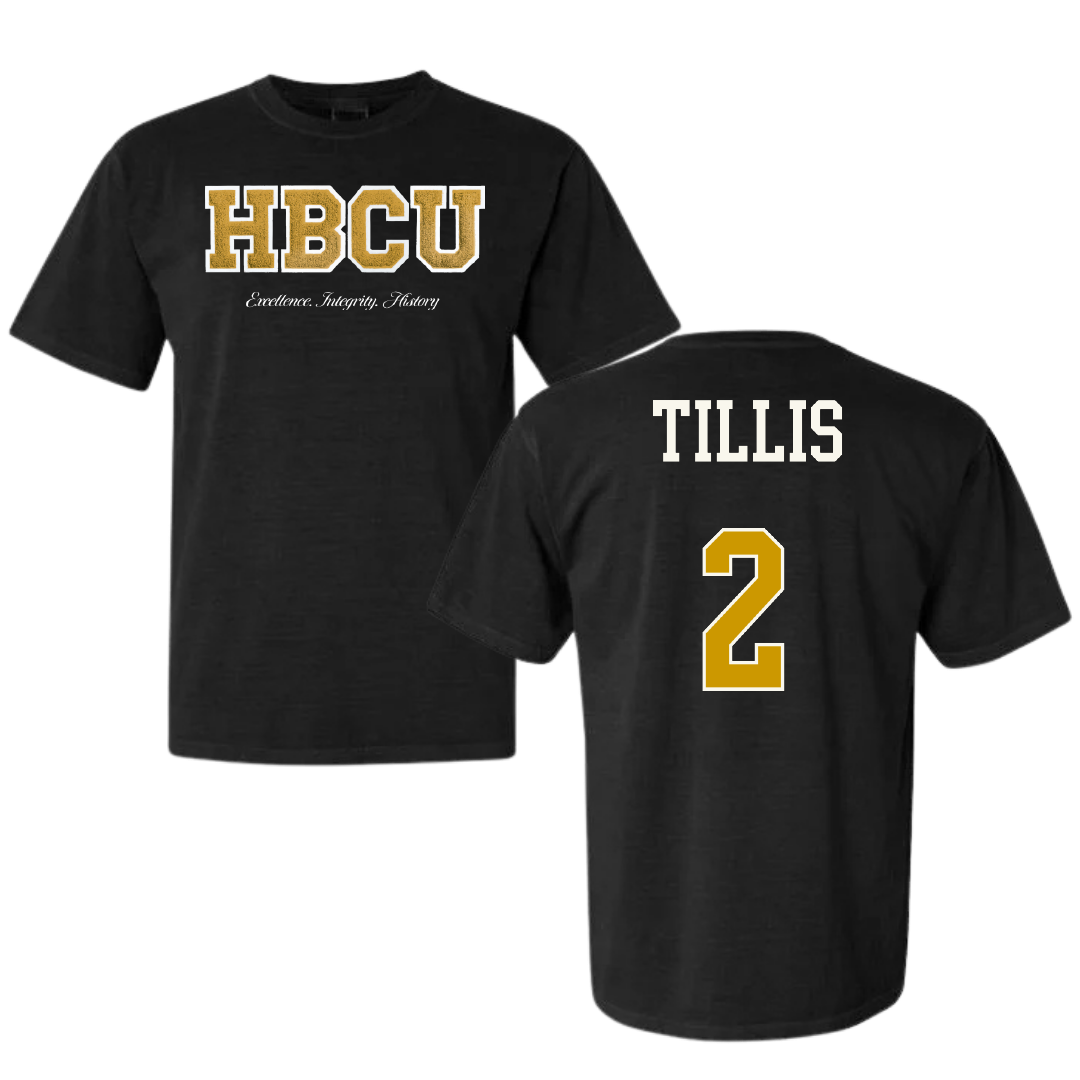 Alabama State University Basketball (W) Black HBCU Varsity Comfort Colors Tee - #2 Ryin Tillis