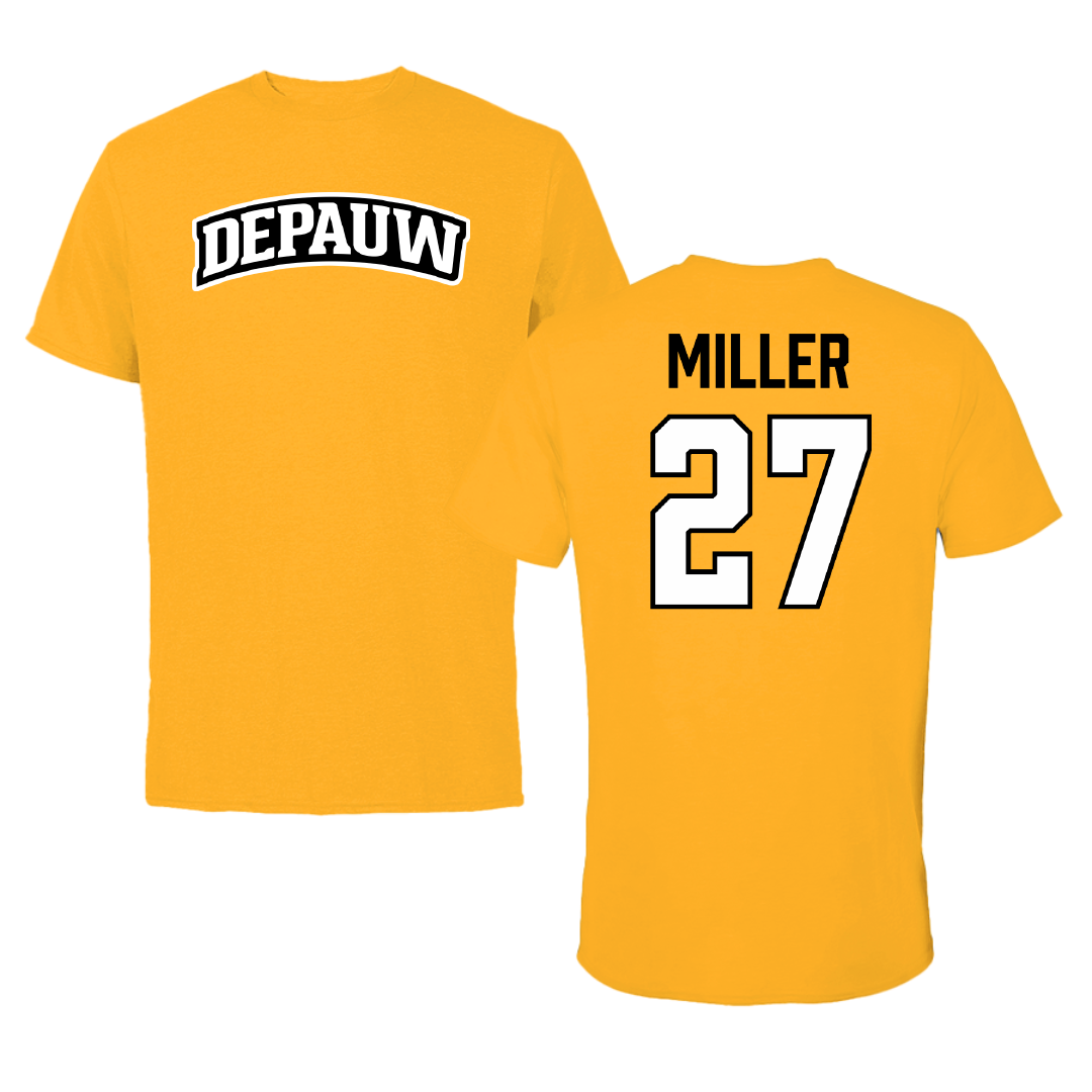 DePauw University Football Gold Tee - #27 Max Miller