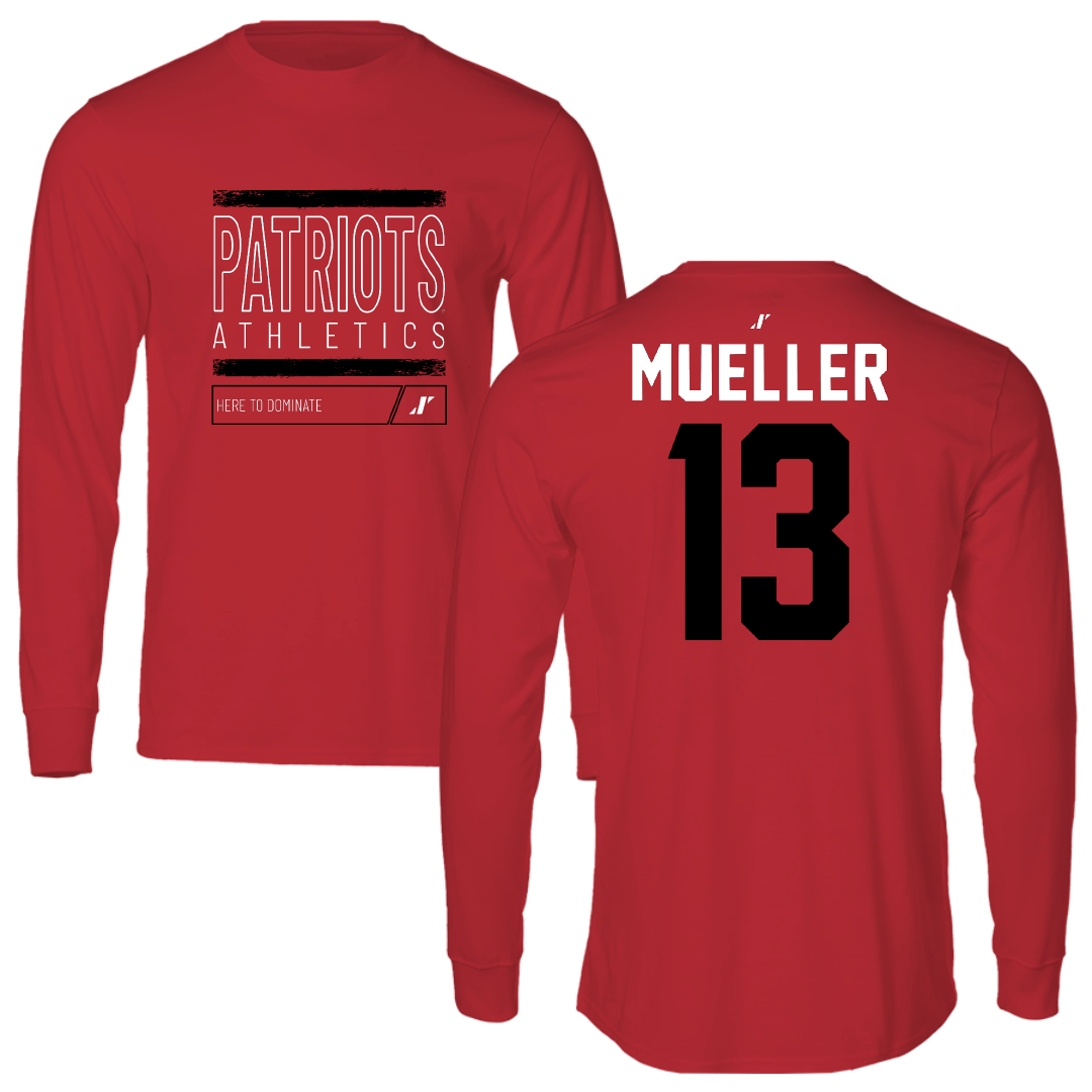 Dallas Baptist University Soccer Red Dominate Performance Long Sleeve - #13 Sam Mueller