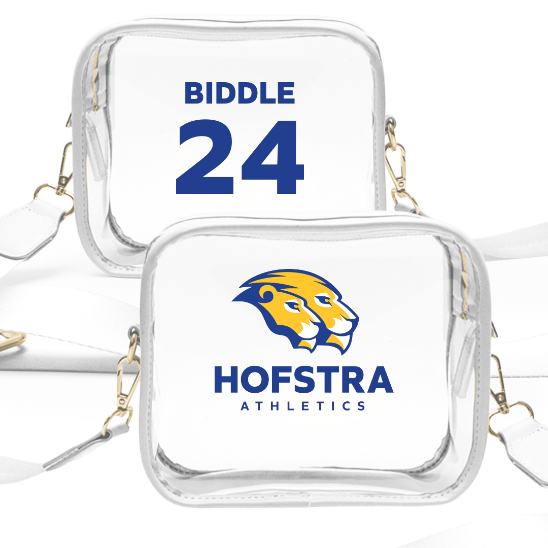 Hofstra University Baseball White Clear Stadium Bag - #24 Nick Biddle