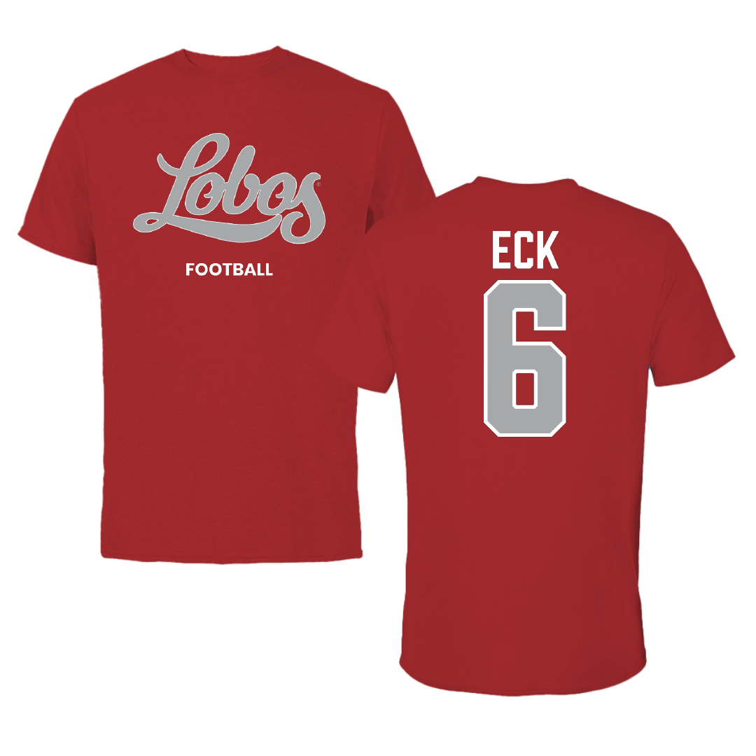 University of New Mexico Football Canvas Red Tee - #6 Jaxton Eck