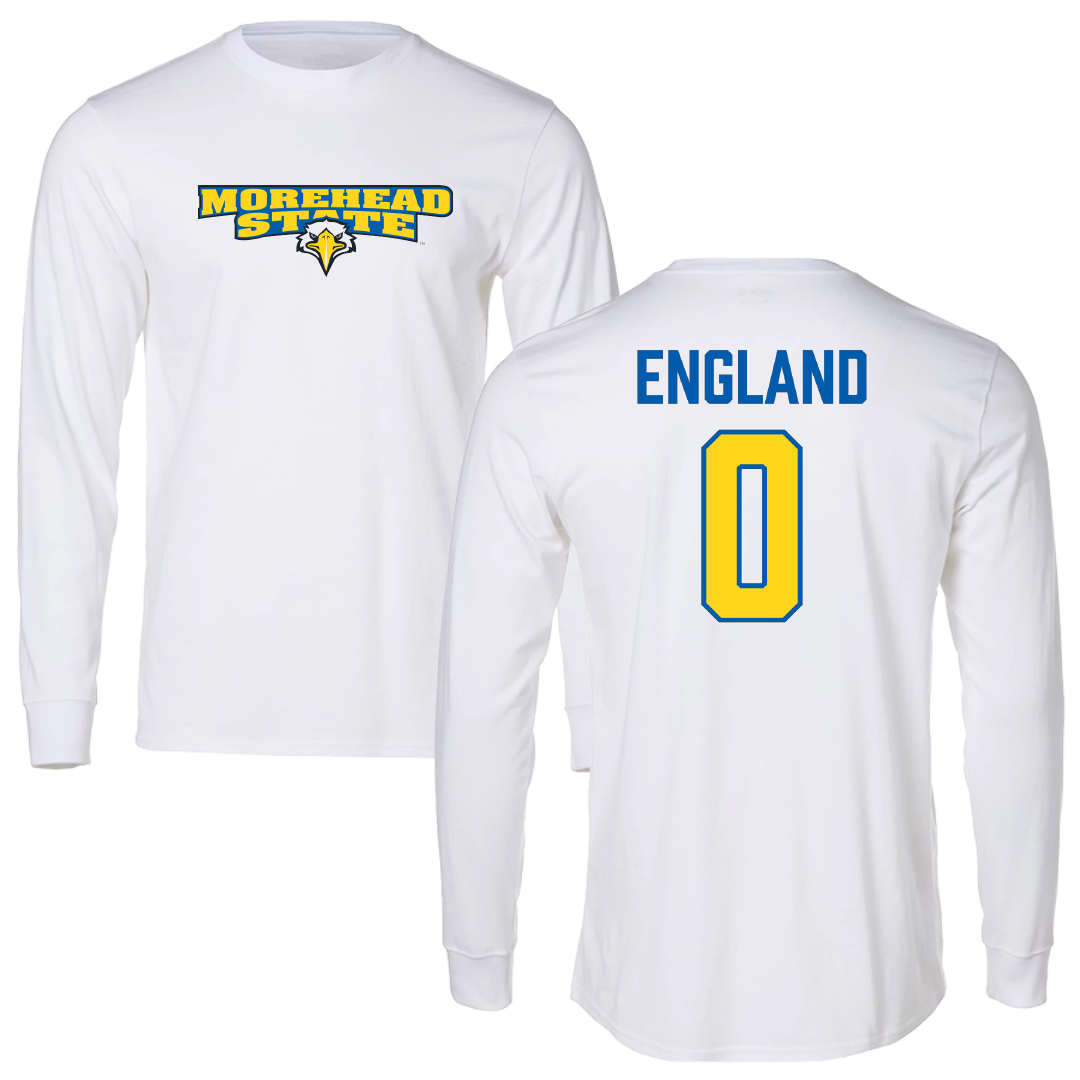 Morehead State University Football White Performance Long Sleeve - #0 Bronson England