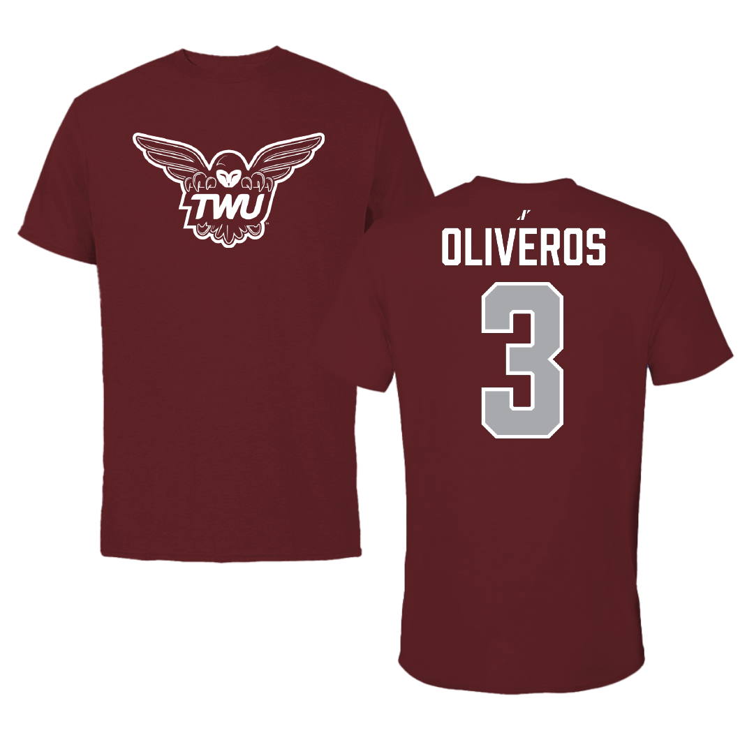 Texas Woman's University Soccer Maroon Tee - #3 Ailyn Oliveros