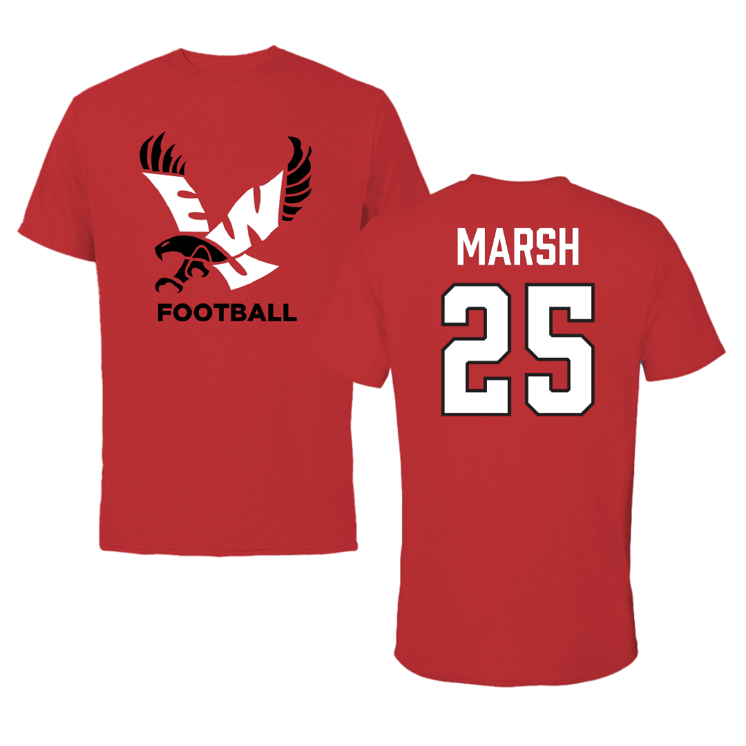 Eastern Washington University Football Red Performance Tee - #25 Ambrose Marsh