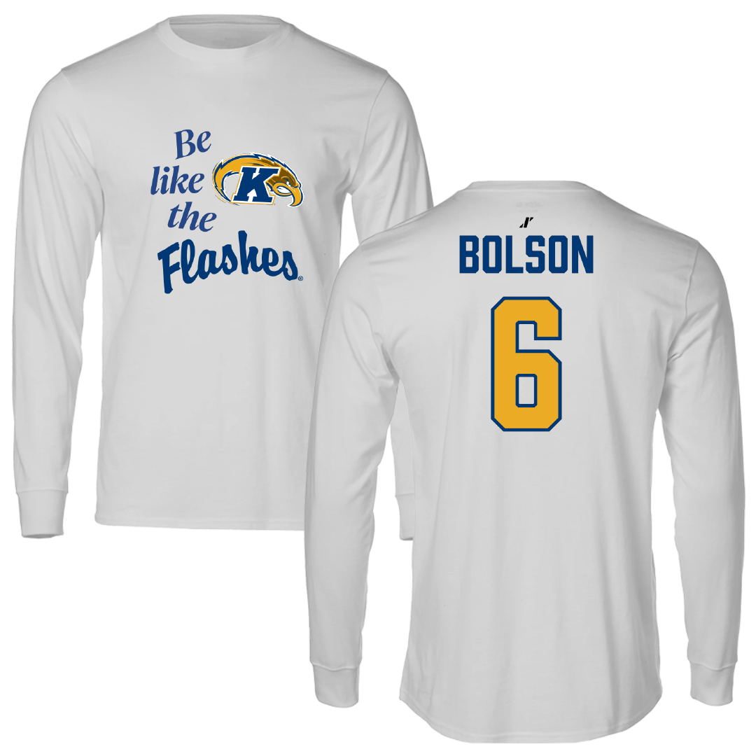 Kent State University Baseball Light Gray Be Like Us Performance Long Sleeve - #6 Marek Bolson