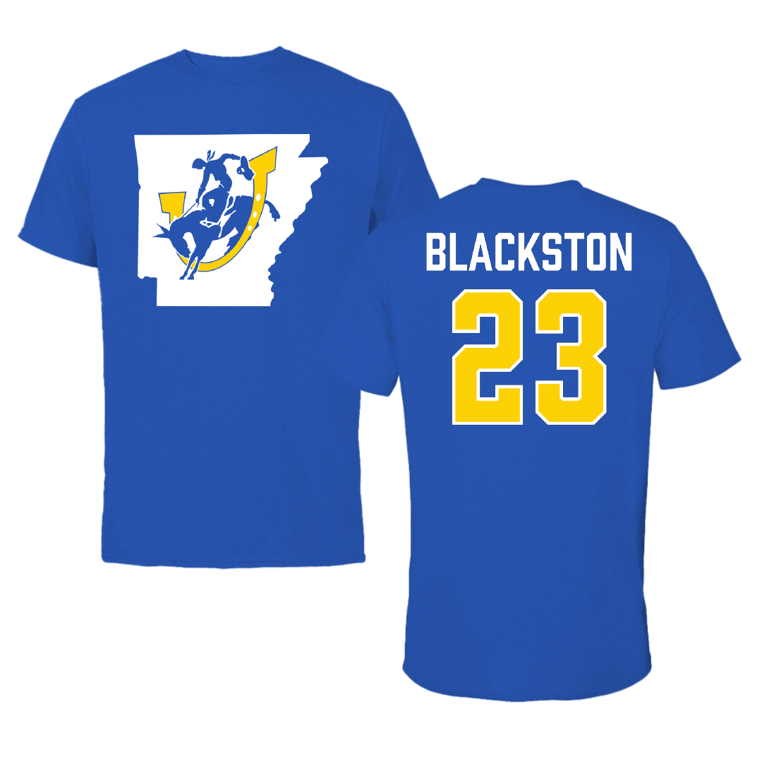 Southern Arkansas University Football Blue State Performance Tee - #23 Jaylon Blackston
