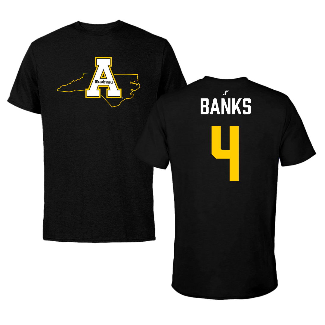 Appalachian State University Basketball Black State Performance Tee - #4 Eren Banks