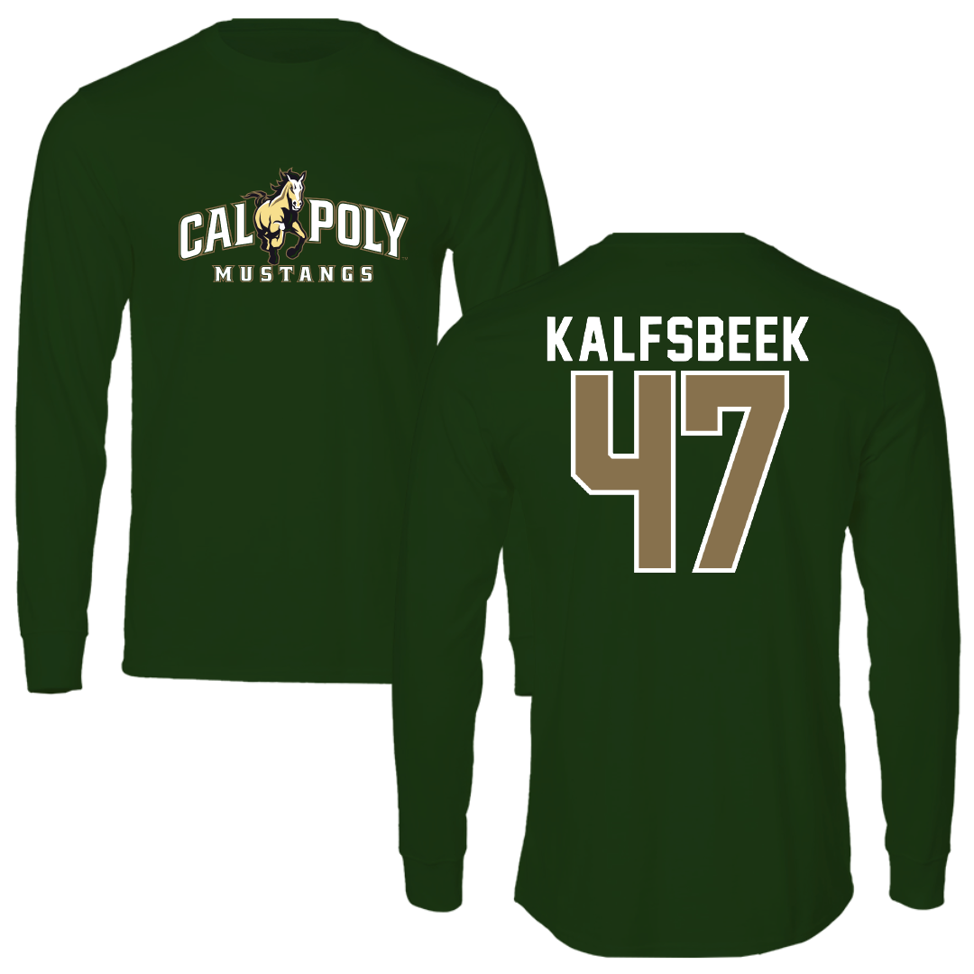 Cal Poly Baseball Forest Green Long Sleeve - #47 Luke Kalfsbeek