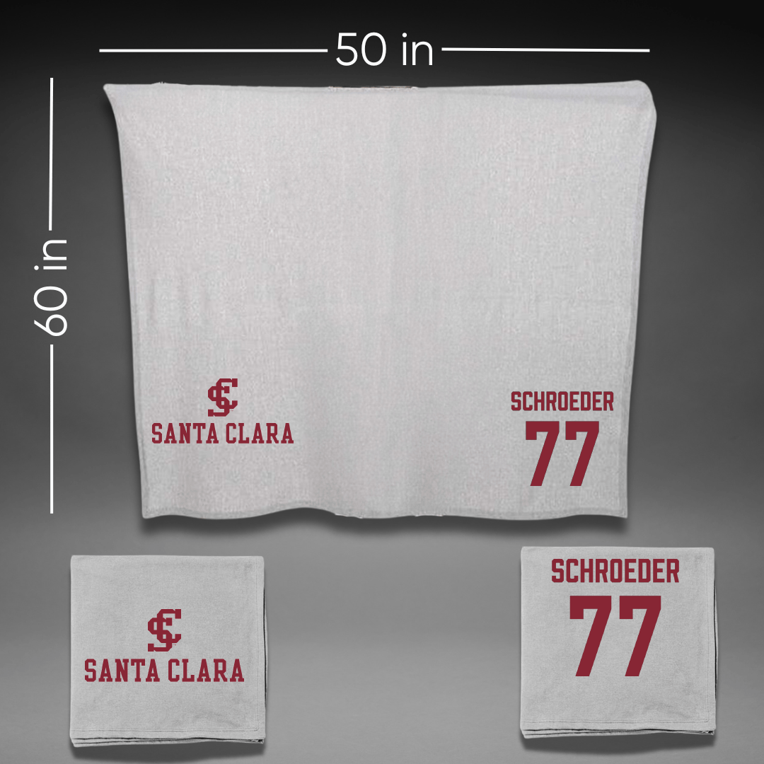 Santa Clara University Softball Gray Blanket - #77 Ellison Schroeder