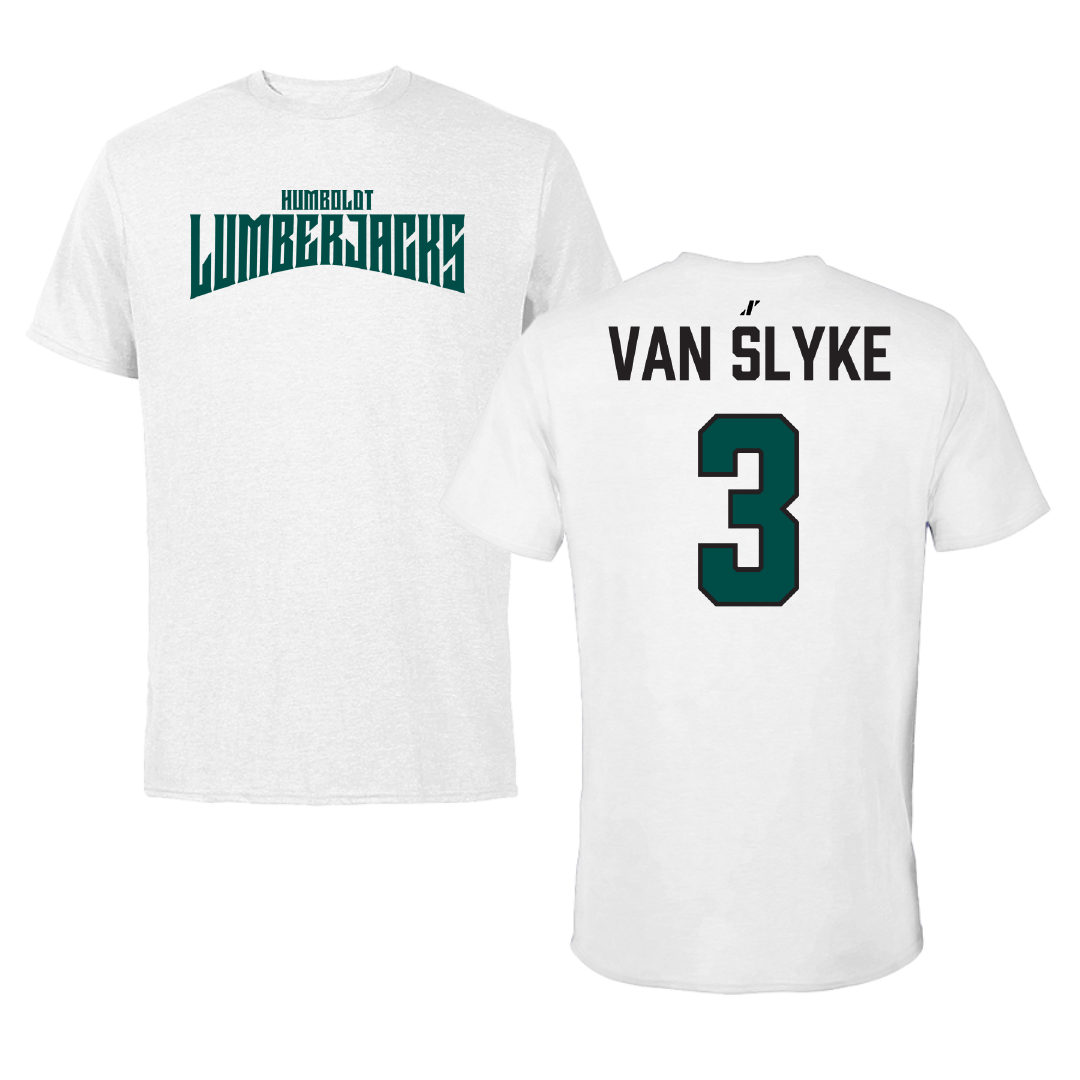 Cal Poly Humboldt Softball White Classic Tee - #3 Shelbie Van slyke