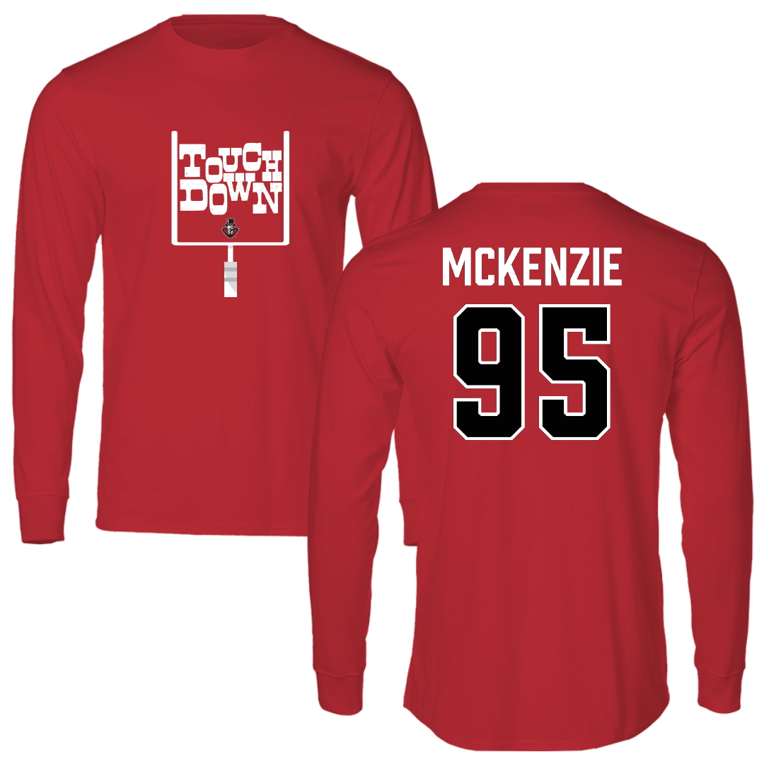 Austin Peay State University Football Red Touchdown Performance Long Sleeve - #95 Elon McKenzie