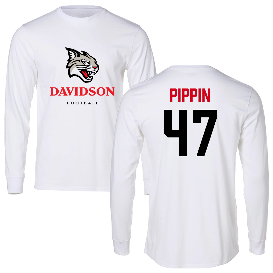 Davidson College Football White Performance Long Sleeve - #47 Nash Pippin