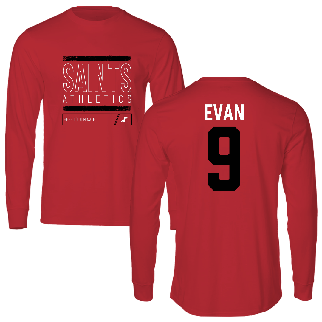 D'Youville University Lacrosse Red Dominate Long Sleeve - #9 Stefano Evan