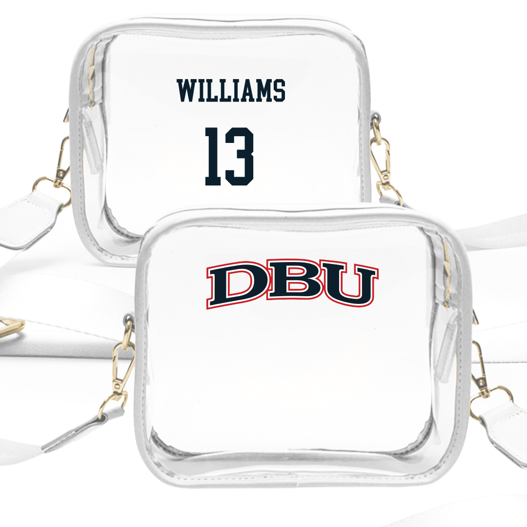 Dallas Baptist University Volleyball (W) White Clear Stadium Bag - #13 Rebekah Williams