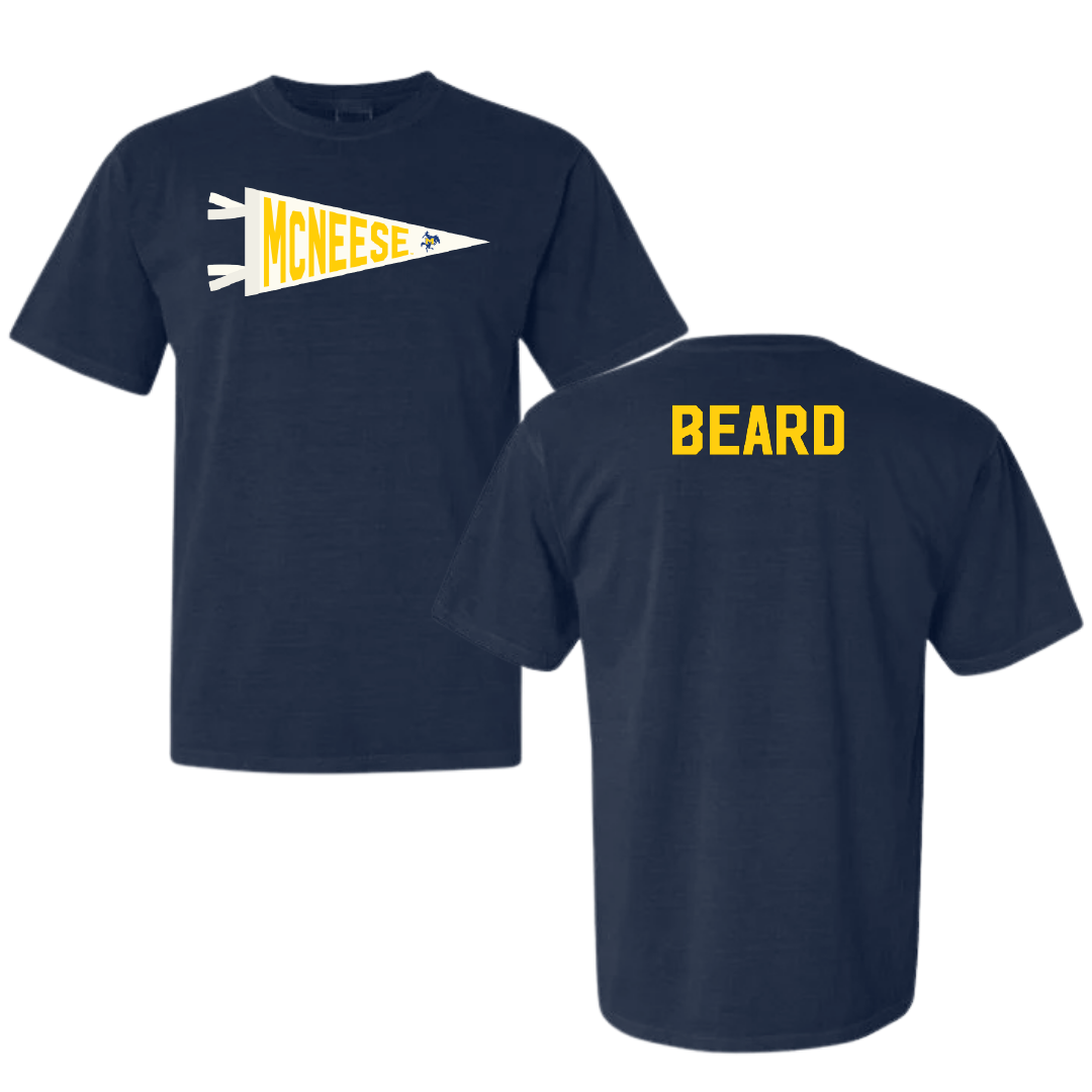 McNeese State University TF and XC Navy Pennant Comfort Colors Tee - Tanny Beard