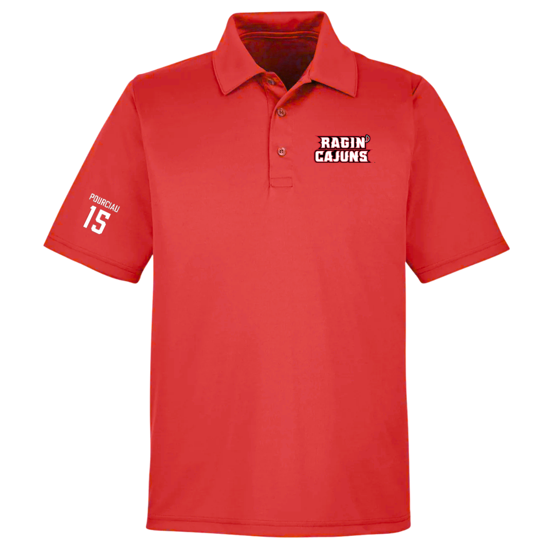 University of Louisiana at Lafayette Baseball Red Polo - #15 Clayton Pourciau