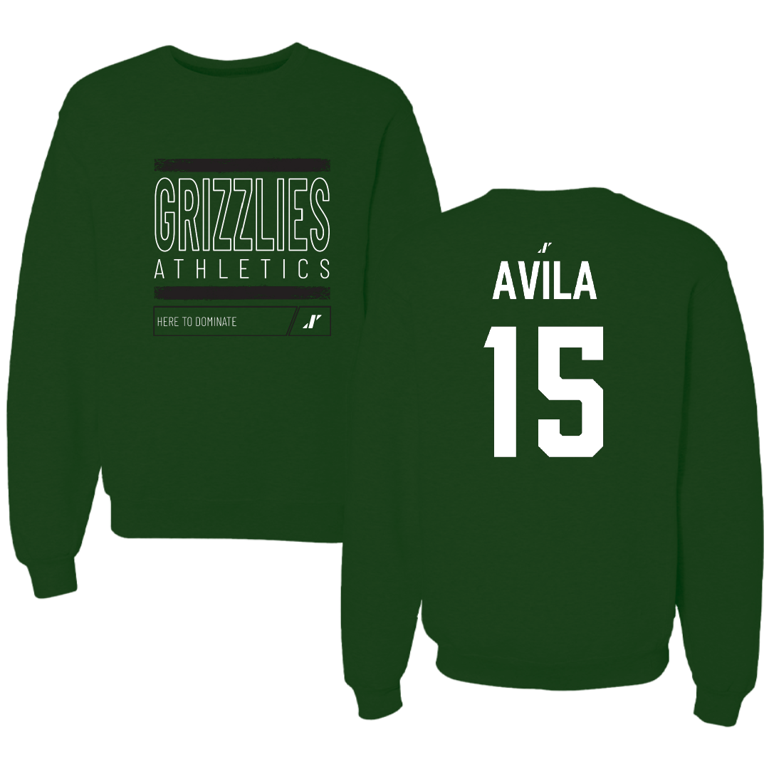 Adams State University Soccer Forest Green Dominate Crewneck - #15 Angel Avila