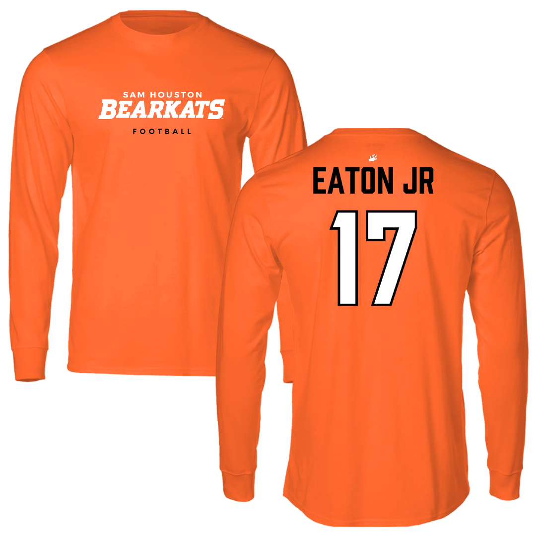 Sam Houston State University Football Orange Performance Long Sleeve - #17 Christopher Eaton Jr