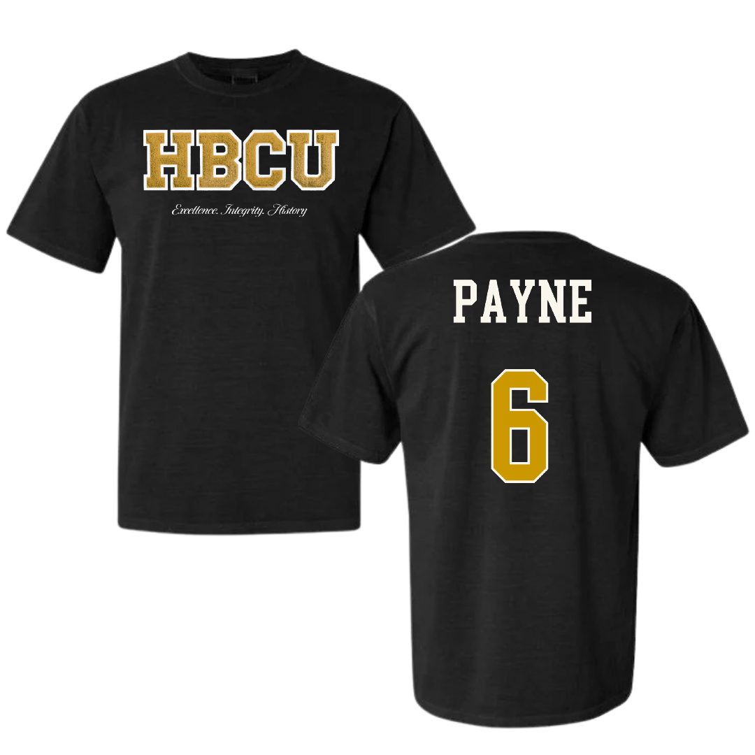 Alabama State University Volleyball (W) Black HBCU Varsity Comfort Colors Tee - #6 Bailee Payne