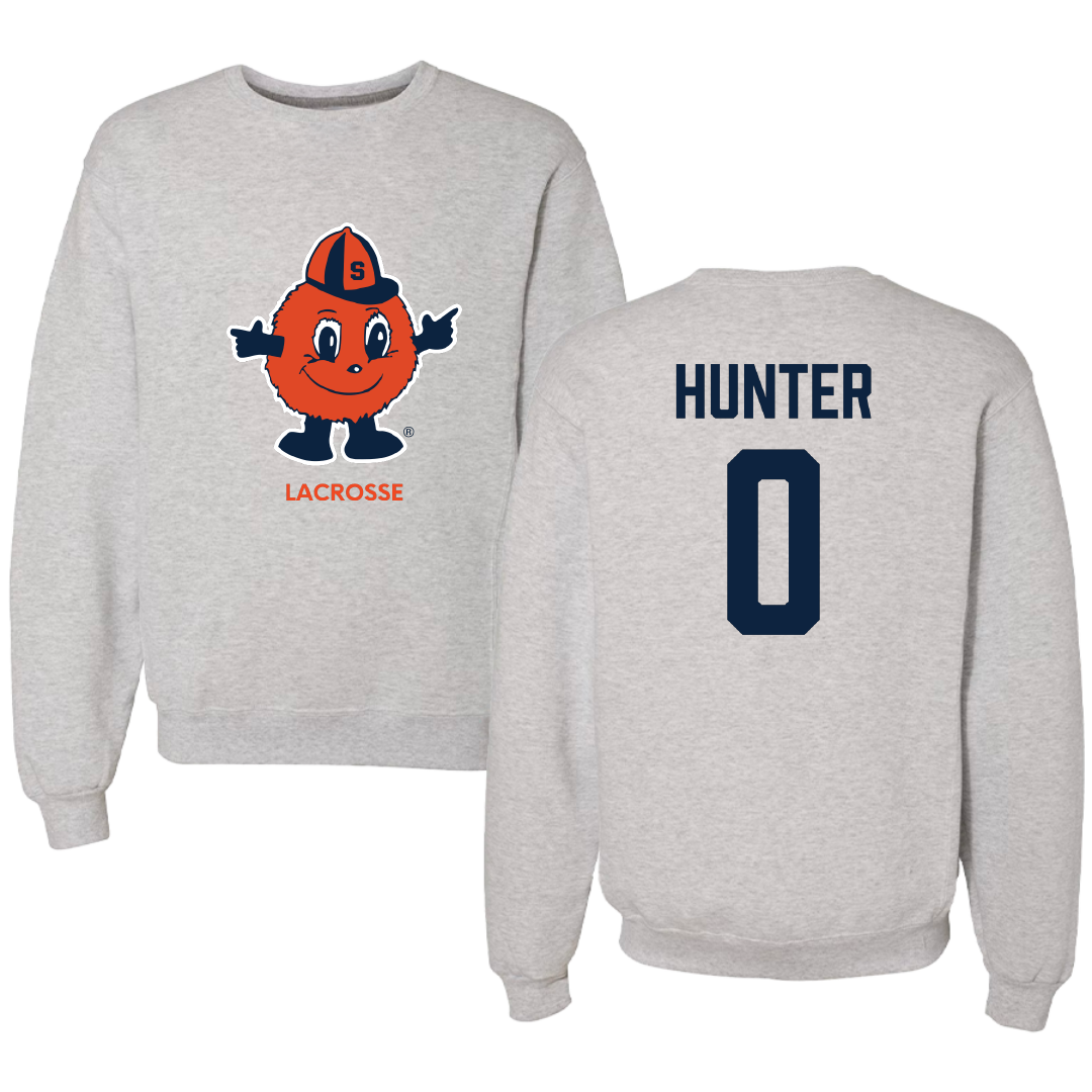 Syracuse University Lacrosse (M) Light Gray Crewneck - #0 Chrishawn Hunter