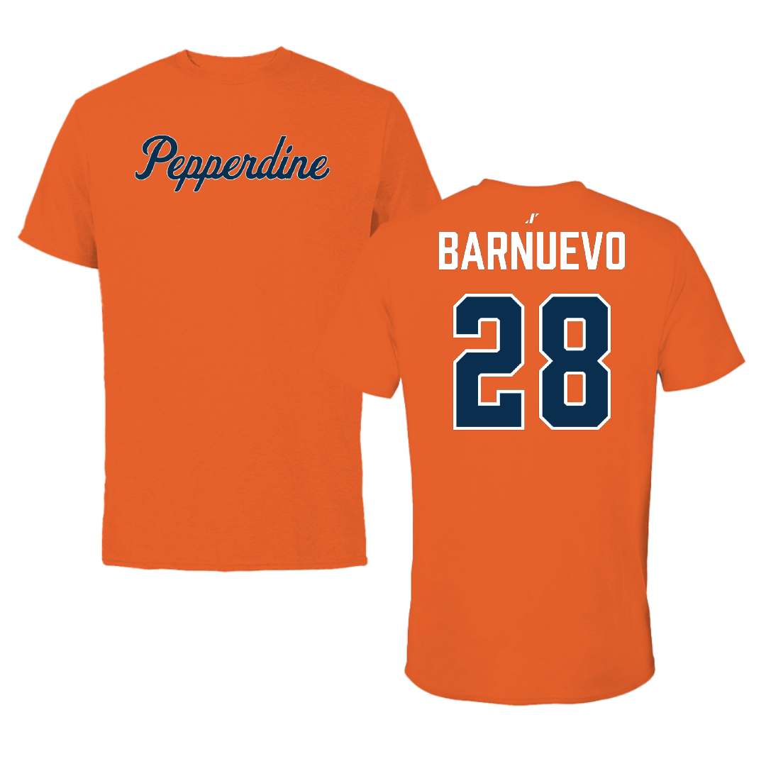 Pepperdine University Water Polo Orange Tee - #28 Brian Barnuevo