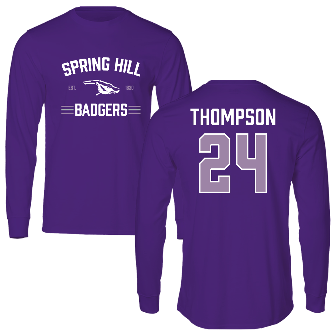 Spring Hill College Basketball Purple General Performance Long Sleeve - #24 Alex Thompson