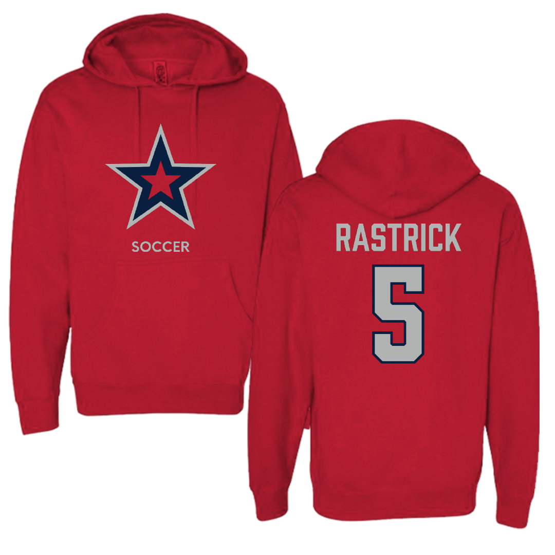 Robert Morris University Soccer (M) Red Mascot Hoodie - #5 Noah Rastrick