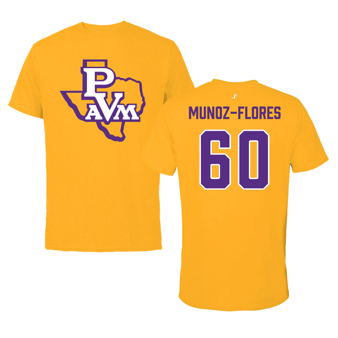 Prairie View A&M University Football Gold Performance Tee - #60 Pedroignacio Munoz-Flores
