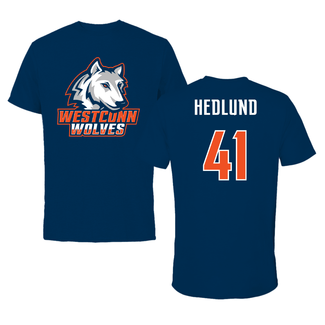 Western Connecticut State University Ice Hockey (M) Navy Wolves Performance Tee - #41 Malte Hedlund
