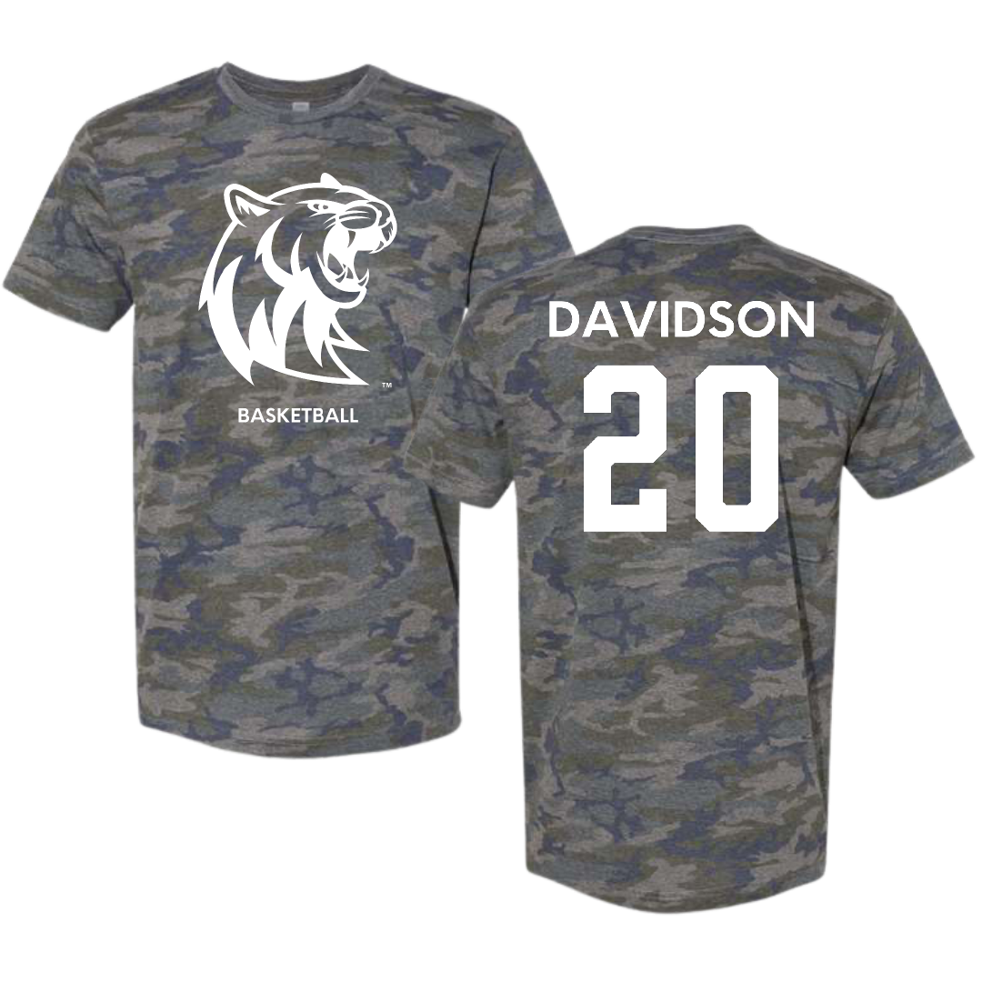 Rogers State University Basketball (M) Vintage Camo Tee - #20 Sam Davidson