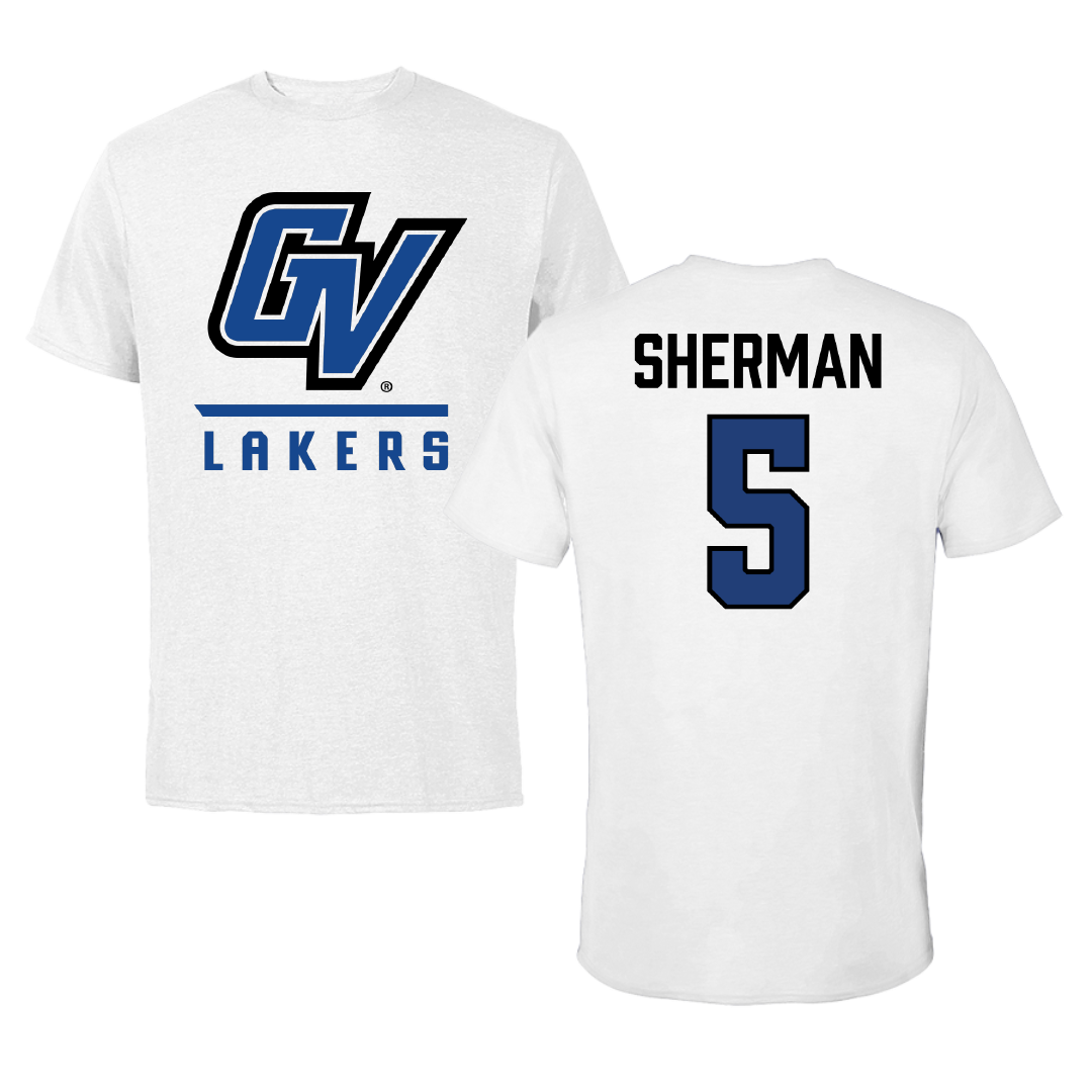 Grand Valley State University Soccer White Performance Tee - #5 Serene Sherman