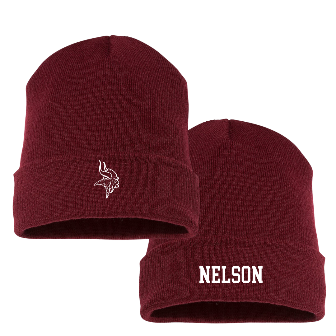 Valley City State University Football Maroon Beanie - #30 Noah Nelson
