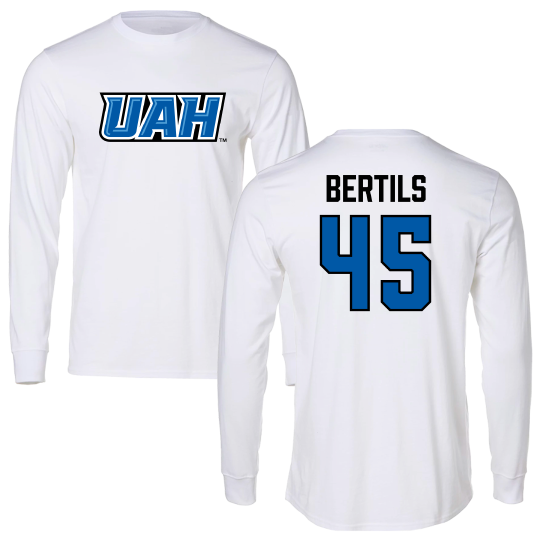 Huntsville Lacrosse (M) White Performance Long Sleeve - #45 Jake Bertils