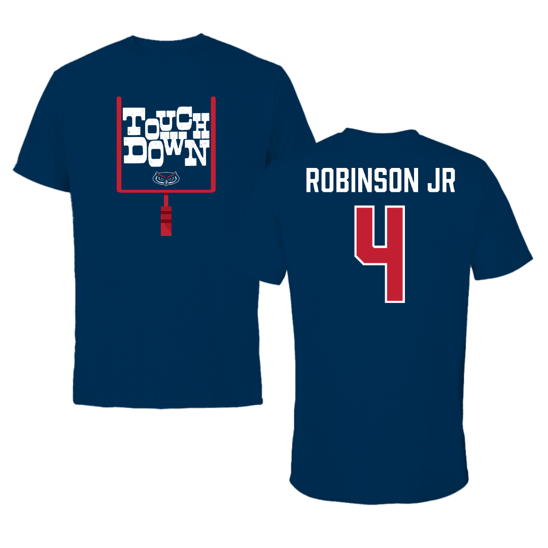 Florida Atlantic University Football Navy Touchdown Tee - #4 Antonio Robinson Jr