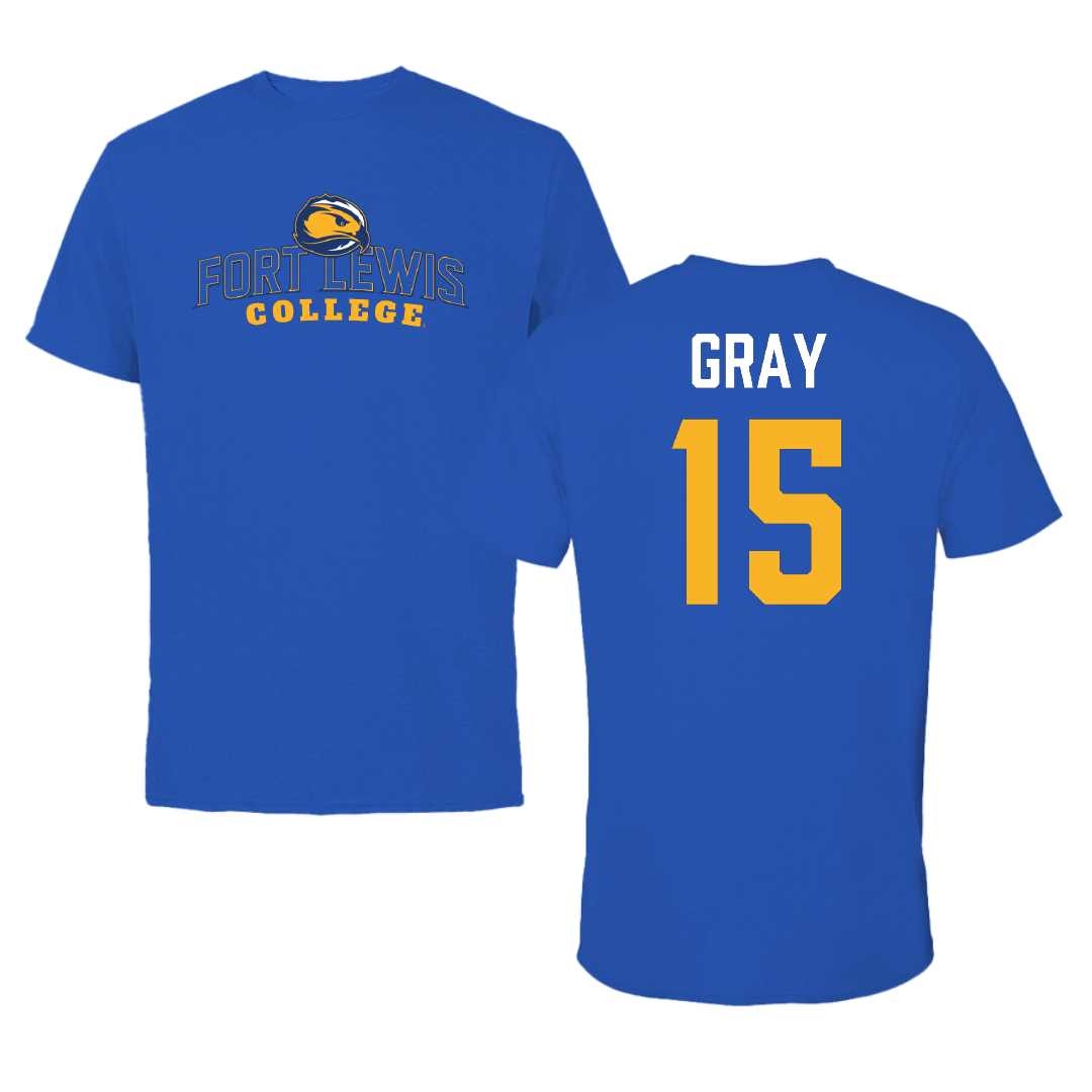 Fort Lewis College Soccer (M) Blue Tee - #15 Landon Gray
