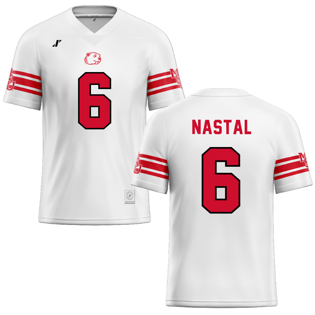 Minot State University White Football Jersey - #6 Zeth Nastal