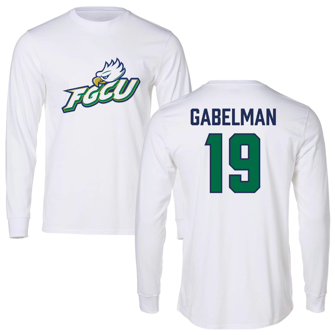 Florida Gulf Coast University Soccer White Long Sleeve - #19 Kaitlin Gabelman