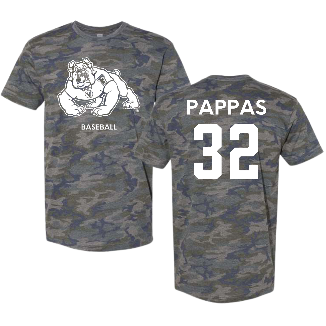 Fresno State University Baseball Vintage Camo Tee - #32 Jacob Pappas