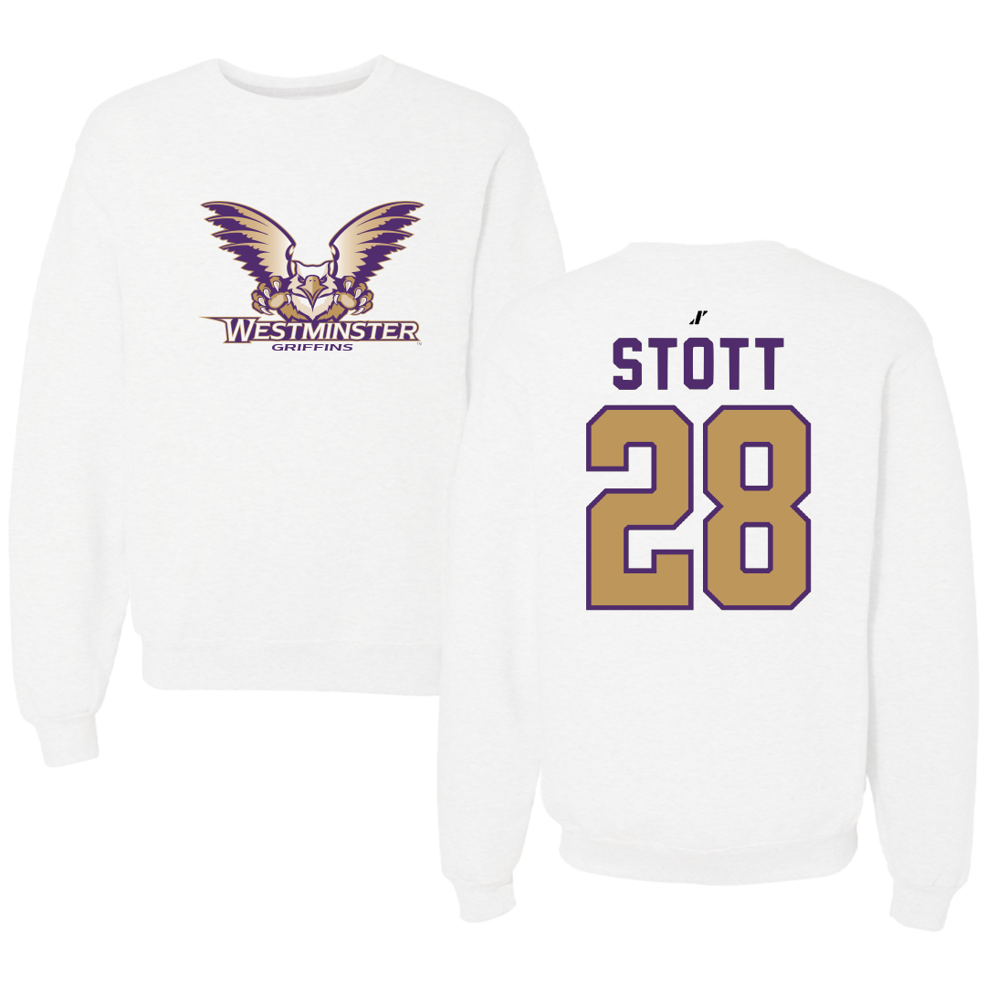 Westminster University (Utah) Soccer White Crewneck - #28 Sage Stott