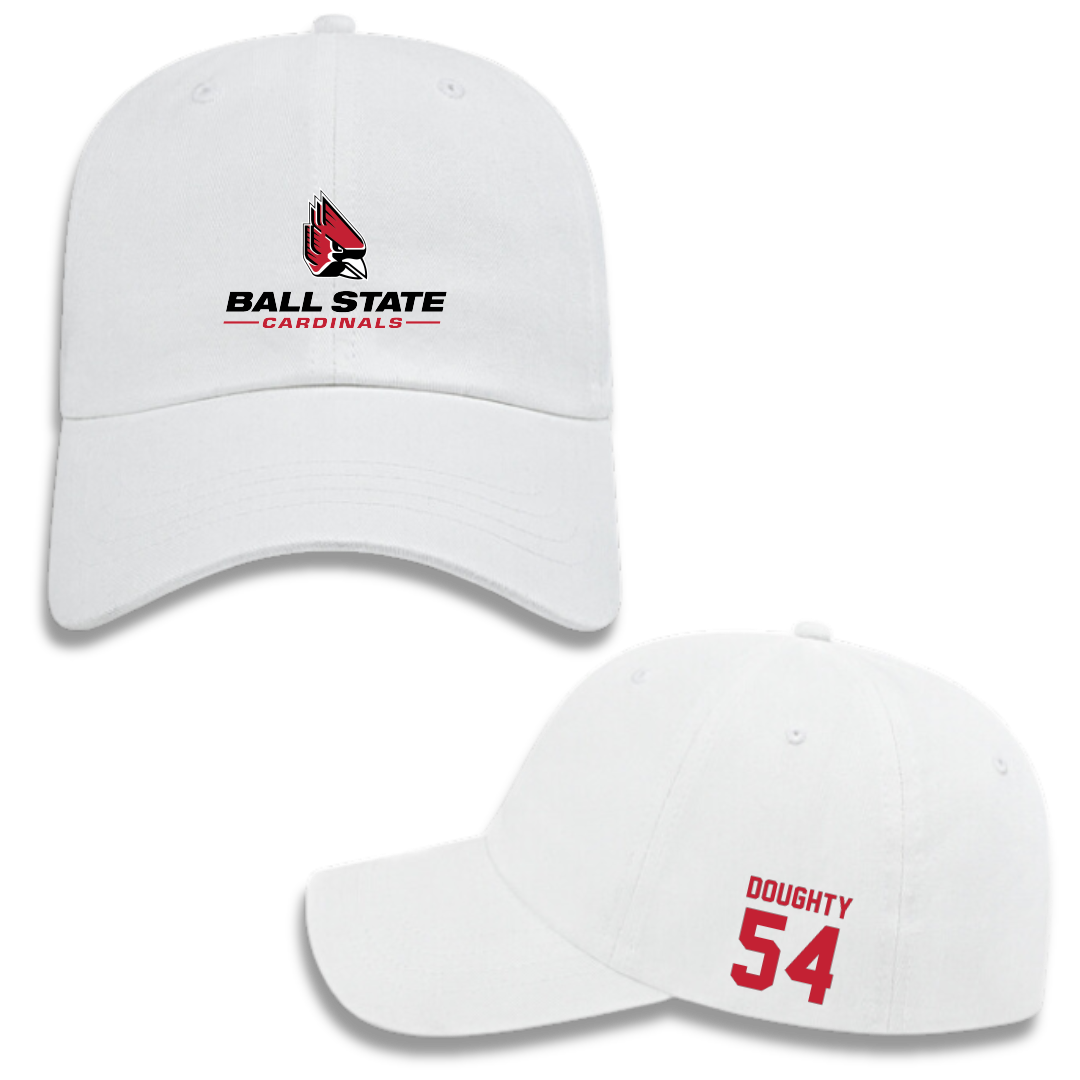 Ball State University Basketball (M) White Hat - #54 Zane Doughty